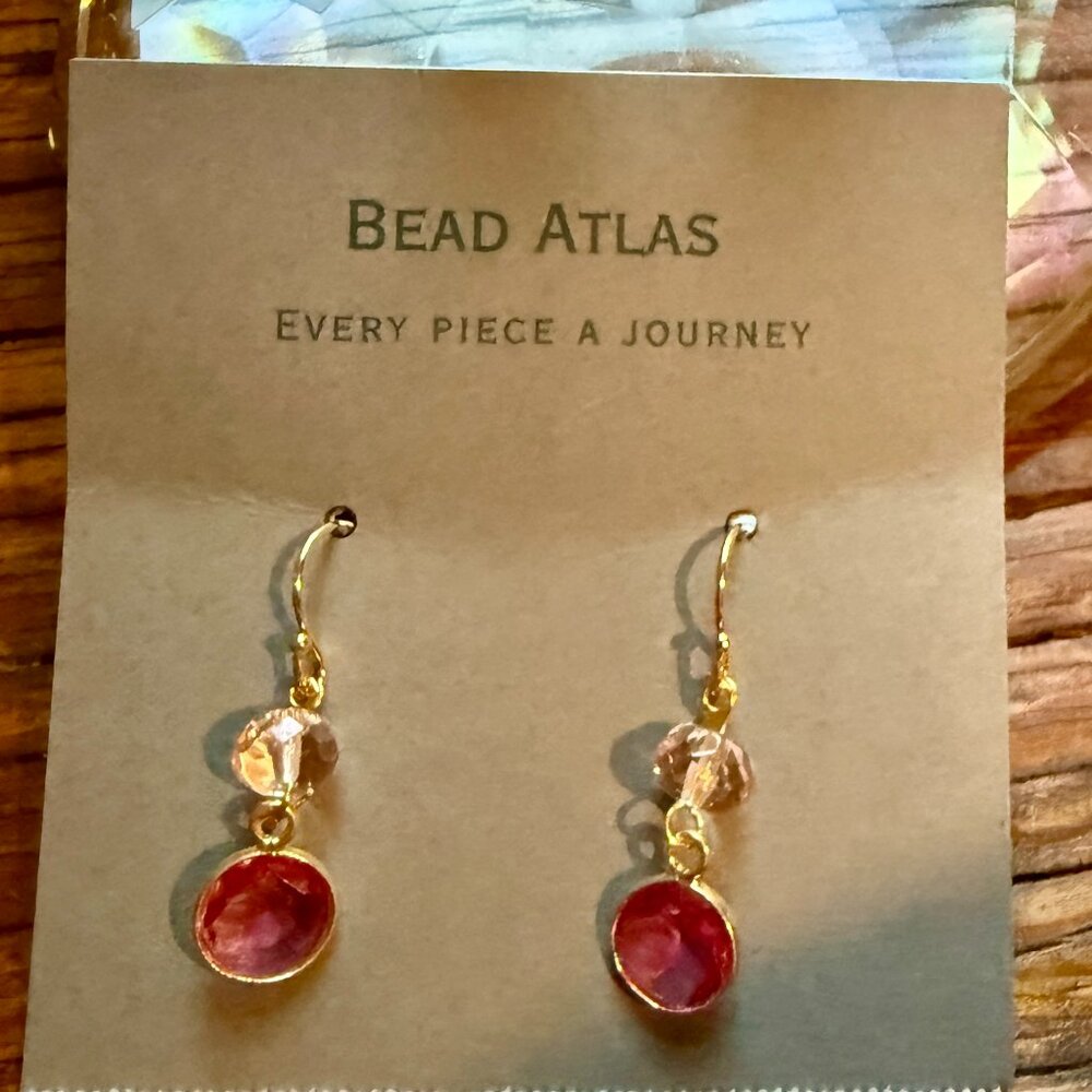 Handmade Bead Atlas Earrings | Dark Pink & Blush Crystal